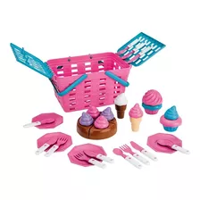 Cesta Piquenique Cupcake Kit Cake Rosa Infantil - Magic Toys