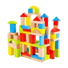 Juego Didáctico Bloques De Construcción Madera Niños