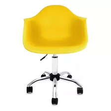 Cadeira Emaes Com Braços Arm Office - Base Cromada Cor Amarelo Lumi Material Do Estofamento Polipropileno