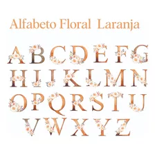 Kit Digital Alfabeto Floral Laranja