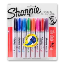 Kit 8 Caneta Marcador Permanente Brush Pen Coloridos Sharpie