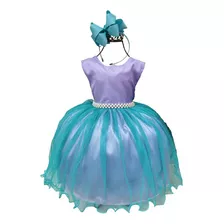 Vestido Infantil Sereia Ariel Luxo Realeza 