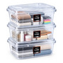 Kit 3 Caixas Organizadoras 5l Transparente Com Tampa E Trava Transparente Liso