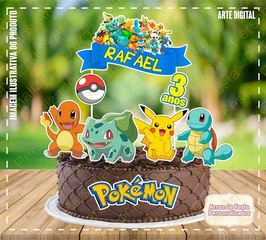 Topo De Bolo Topper De Bolo Personalizado Pokémon Pokemon 