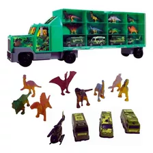 Carreta Cegonha Com Carrinhos E Dinossauros Em Miniatura