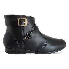 Bota Beira Rio Feminina Rasteira Com Fivela Napa Original