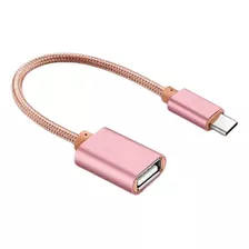 Cable Otg Tipo C De Metal Para Pendrive Mouse Teclado Usb Color Rosado