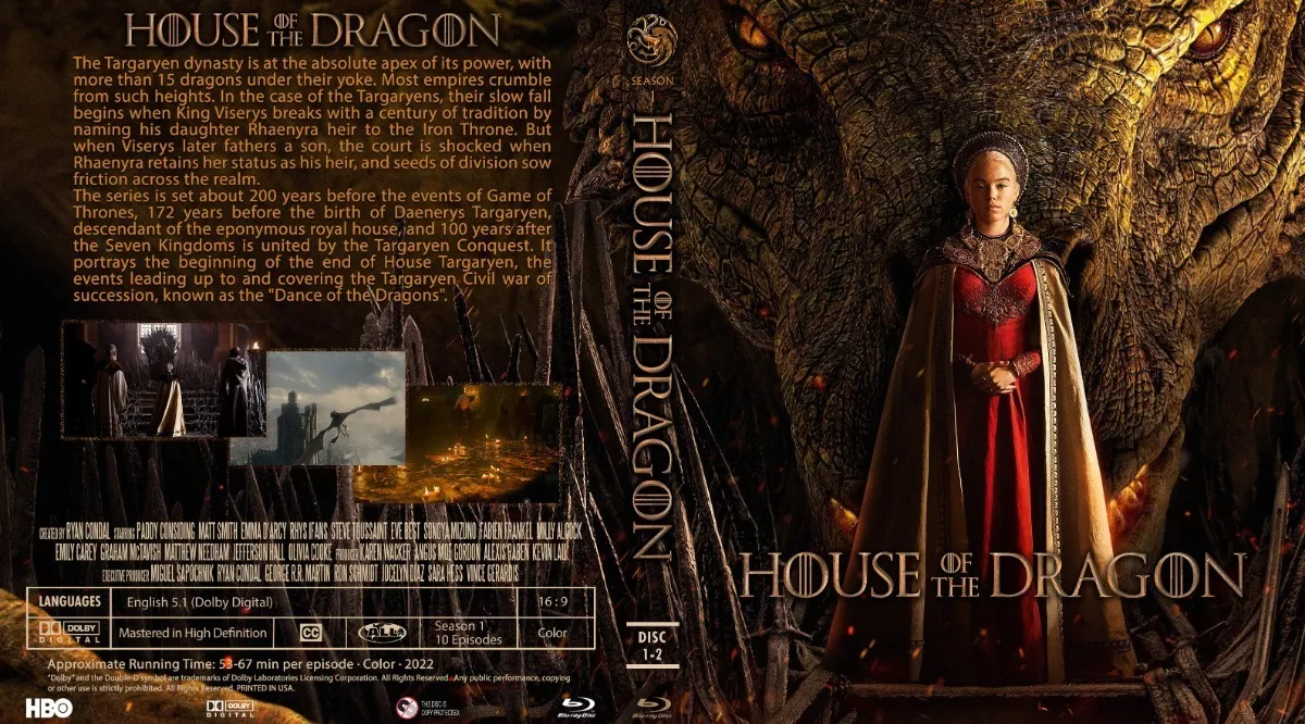 House Of The Dragon 2022 Bluray. Audio Ing/esp Lat. 3 Discos