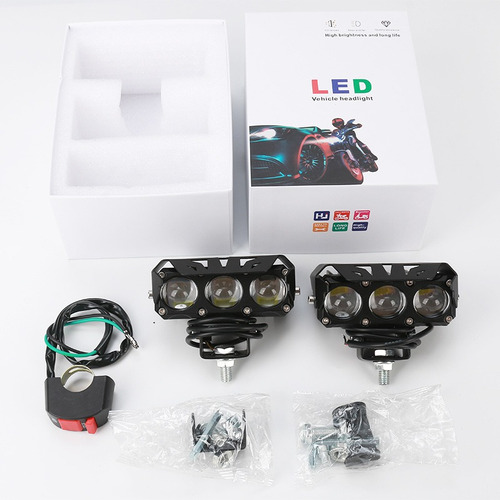 Par Faros Auxiliares 6 Led Alta/baja Luz 120w Para Auto Moto Foto 6