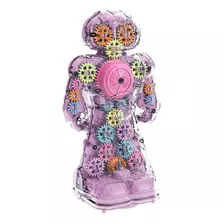 Brinquedo Robô Musical Luzes Color Transparente Bate-volta Cor Rosa