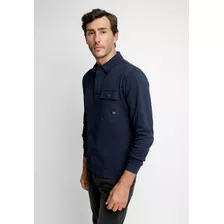 Polera Hombre Manga Larga Polo Azul Marino Fw 2023 Ferouch