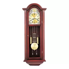 Reloj Bulova Clocks De Pared Vintage Con Pendulo C3381 Full Estructura Cedro Fondo Dorado