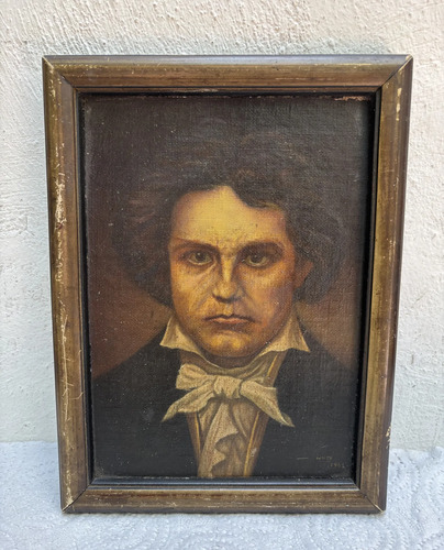 Antiguo Retrato Al Óleo Ludwig Van Beethoven — imagen 1
