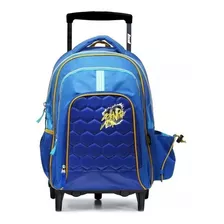 Mochila C/carro Fútbol Escolar Grande 18 PuLG Color Azul Francia