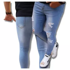 Calça Masculina Jeans Rasgada Lycra Premium Elastano Skinny