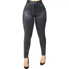 Calça Feminina Leg Legging De Cirre Hot Pants Botão E Ziper