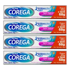 4 Un - Fixador Dentadura Ultra Corega Creme Sem Sabor 68g