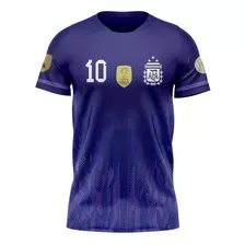 Camiseta Argentina Campeón Del Mundo Tres Estrellas Violeta