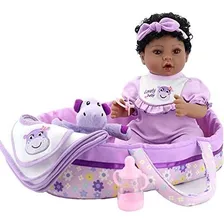 Aori Reborn Baby Dolls Black Purple Bassinet 18 Pulgadas Afr