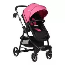 Coche Alfa Travel System Bebesit Color Rosa Chasis Plateado