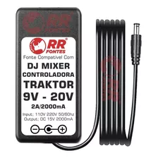 Fonte 9v-20v Para Controladora Traktor Kontrol S88 S61 S49 Cor Preto