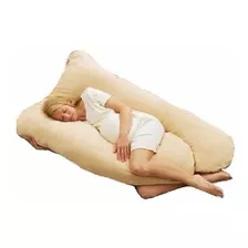 Travesseiro Gigante 1,35m X 0,80cm De Corpo Formato U Cor Palha