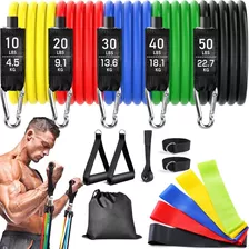 Kit 16 Itens Elástico Extensor Treino Em Casa Exercícios Fit