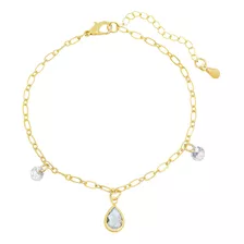 Pulseira Ponto De Luz Gota Banhada A Ouro 18k 