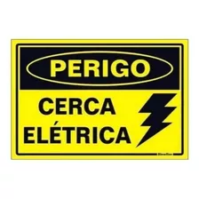 Placa Perigo Cerca Elétrica Kit 5pç Facil Instalação 18x11cm