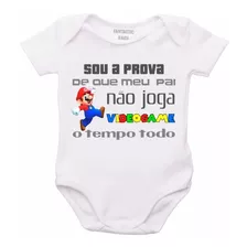 Body Bebê Infantil Papai Não Joga Video Game Super Mário