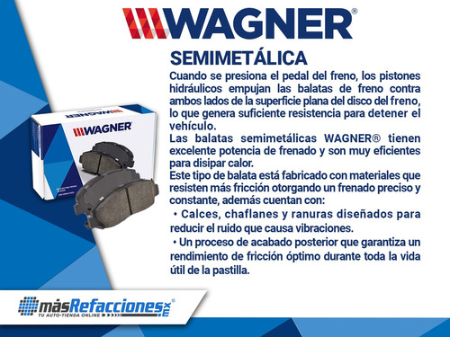 Jgo De Balatas Semimetalicas Del Wagner 4c L 4 1.7l 15 Al 16 Foto 4