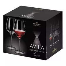 Set X 6 Copa Vino Cristal Bohemia Avila 650 Ml Caja Color Transparente