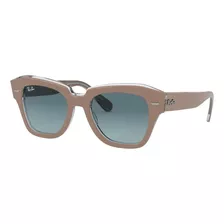 Óculos De Sol Ray-ban Wayfarer State Street Médio Armação De Acetato Cor Polished Beige On Transparent, Lente Blue De Cristal Degradada, Haste Bege De Acetato - Rb2186