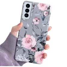 Funda Para Samsung Galaxy S21 5g - Gris Con Flores Rosas