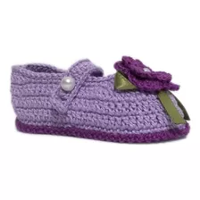 A72 Sapatinho De Croche De Bebe De Menina Lilas Feminino