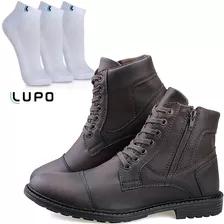 Bota Casual Masculina Detalhes Com Kit De 3 Pares De Meias