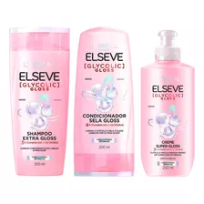 Kit Elseve Glycolic Gloss Shampoo + Cond + Cr Pentear Loréal