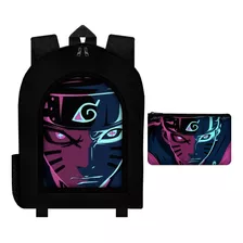 Combo Mochila Urbana + Cartuchera Naruto Uchiha Sasuke Anime