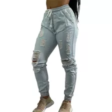 Calça Blogueira Feminina Jogger Jeans Cintura Alta C35