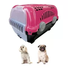 Caixa Transporte Cães Gatos Pets N1 Até 8kg Furacão Pet Rosa