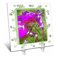 3drose Dc 24941 1 Animal Horse Pink-reloj De Escritorio
