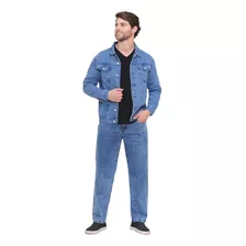 Kit 2 Peças Masculino/jaqueta Jeans E Calça Jeans Reta