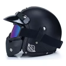 Casco 3/4 Piel Cafe Racer Jet Chopper Harley Roket Vintage