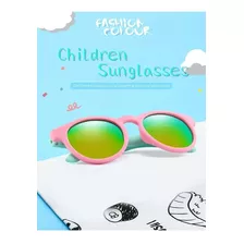 Óculos De Sol Infantil Redondo Menino Menina Uv400 Flexível Cor Rosa