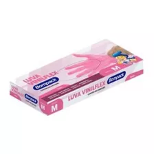 Luvas Descartáveis Bompack Vinilflex Cor Rosa Tamanho M De Elastômero Termoplástico X 100 Unidades 