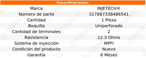 1- Inyector Combustible 206 4 Cil 1.4l 2000/2008 Injetech Foto 2