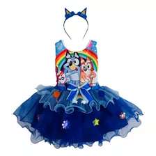 Vestido Disfraz Bebé Niña Bluey Bingo Cachorrita Caricatura Fiesta Cumpleaños Rosa Bonito Tutu