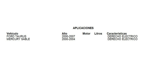 Espejo Retrovisor Derecho Mercury Sable 2002 Electrico Tyc Foto 2