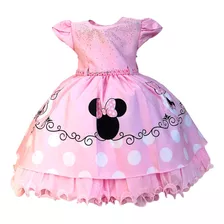 Vestido Infantil Minnie Rosa Tamanho 1 A 3 Anos Luxo