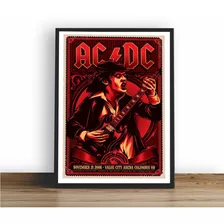 Quadro Emoldurado Poster Banda Rock Acdc Black Ice Tour A3